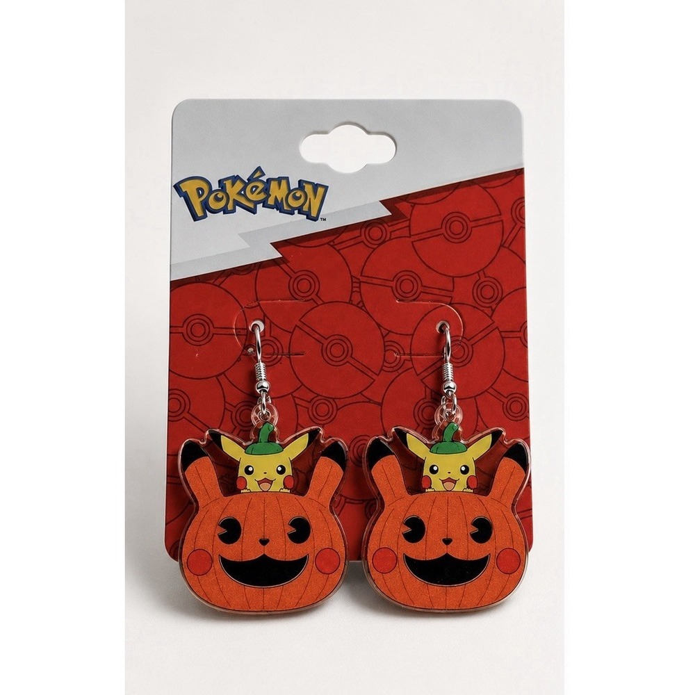 Pokemon Pikachu Pumpkin Statement Earrings Bioworld Halloween Orange 30751991